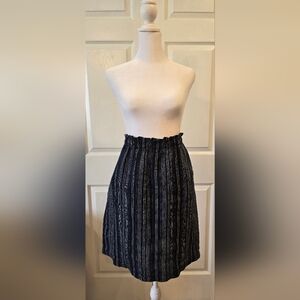 Ellen Tracy Navy & White Linen Skirt Elastic Waist Medium